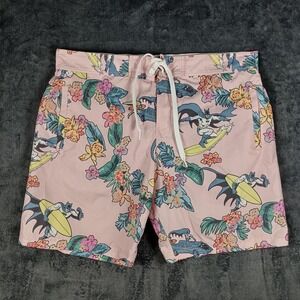 Batman Swim Trunks Men XL Pink Surf Comic Book Tropical Board Shorts